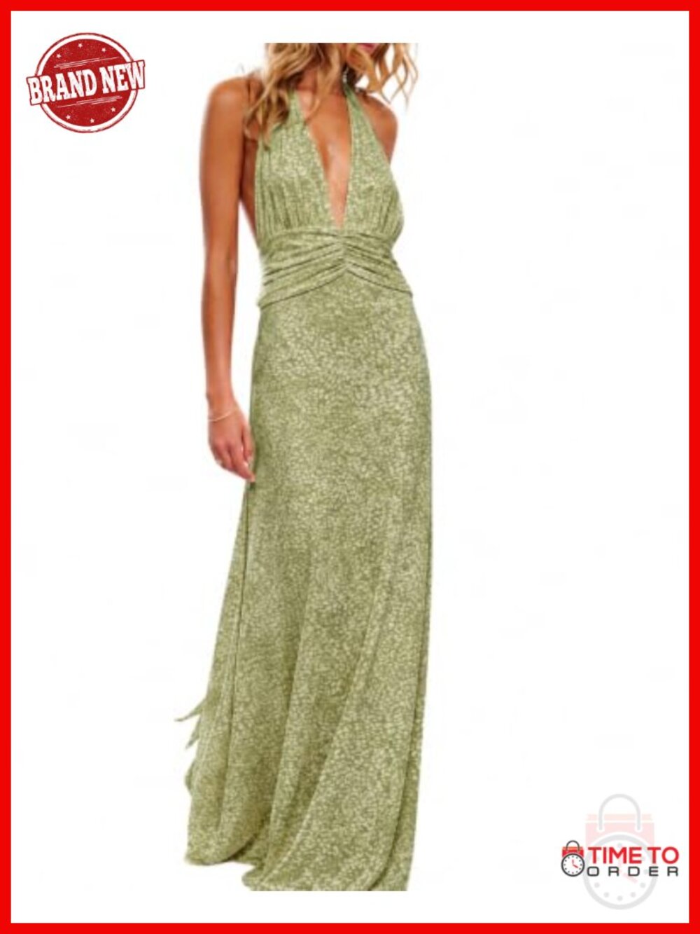 Womens Sleeveless Halter V Neck Backless Mesh Floral Maxi Dress